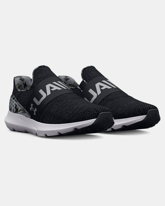 Men's UA Surge 3 Slip Printed Running Shoes, Black, pdpMainDesktop image number 3